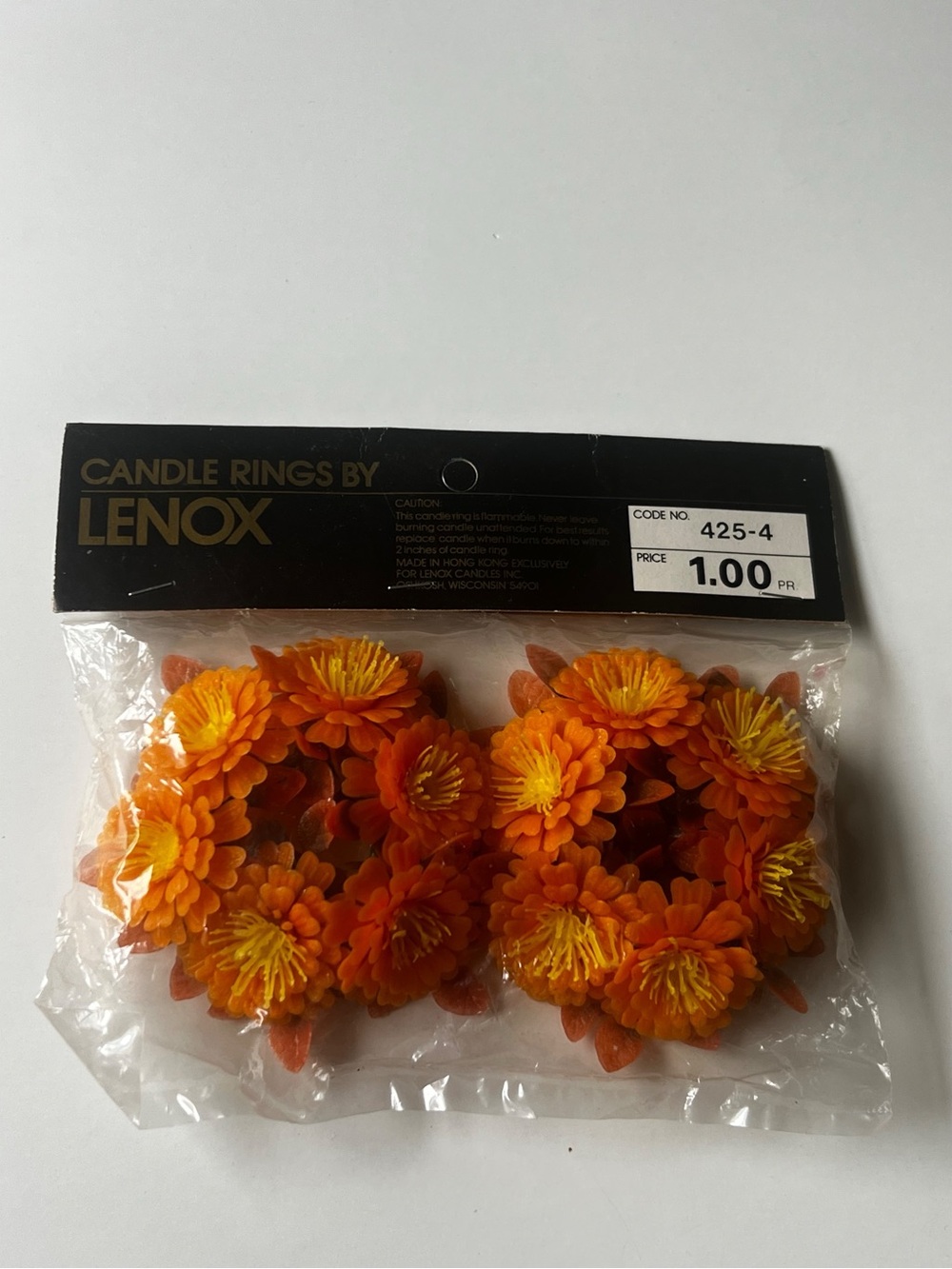 Vintage Lenox Orange and Yellow Floral Candle Rings - Pack of Decorative Rings